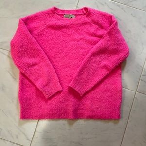LOFT neon pink nubby sweater. Petite large. Very little wear. Was too big.